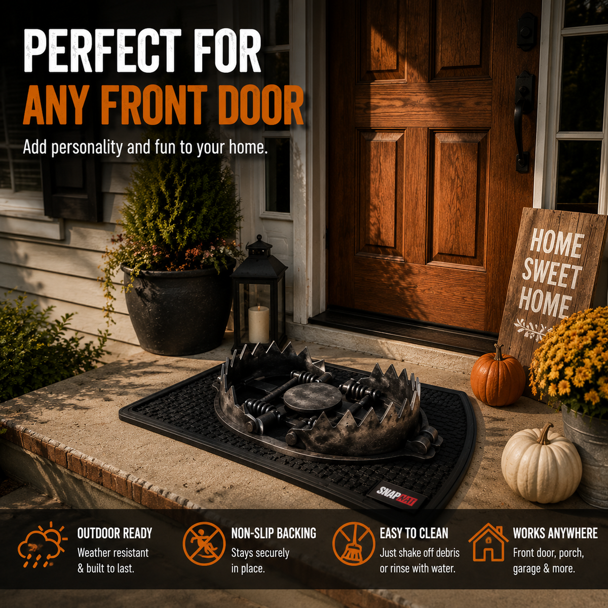🔥 Limited Time Deal – 3D Bear Trap Reaction Doormat | Realistic Funny Prank Door Mat That Makes Everyone Look Twice( 2D printing)