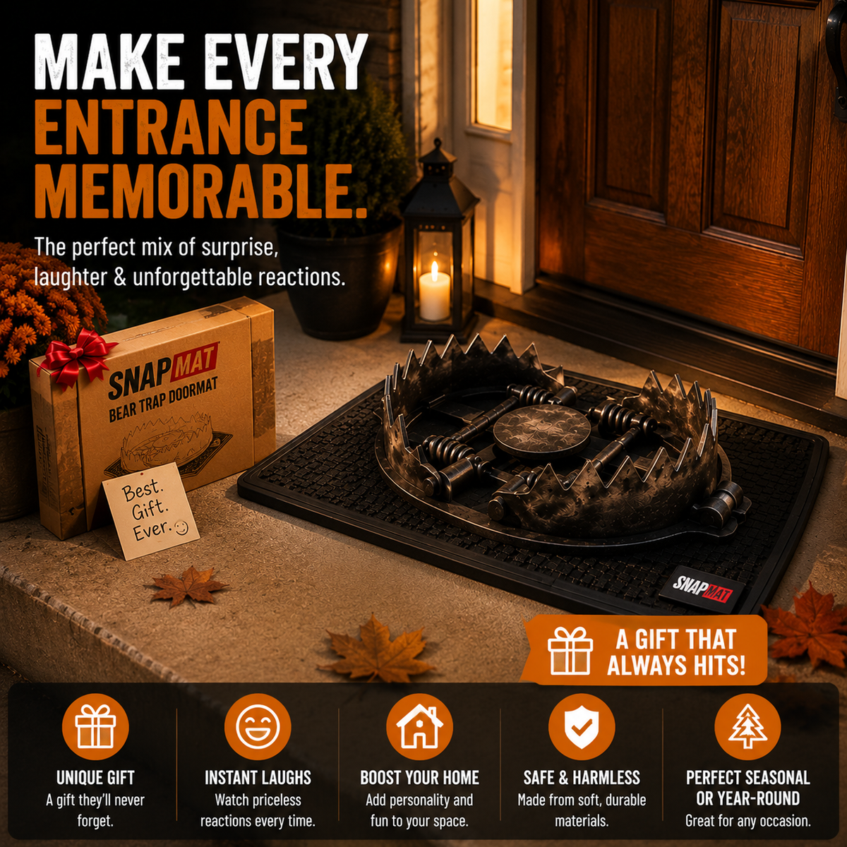 🔥 Limited Time Deal – 3D Bear Trap Reaction Doormat | Realistic Funny Prank Door Mat That Makes Everyone Look Twice( 2D printing)