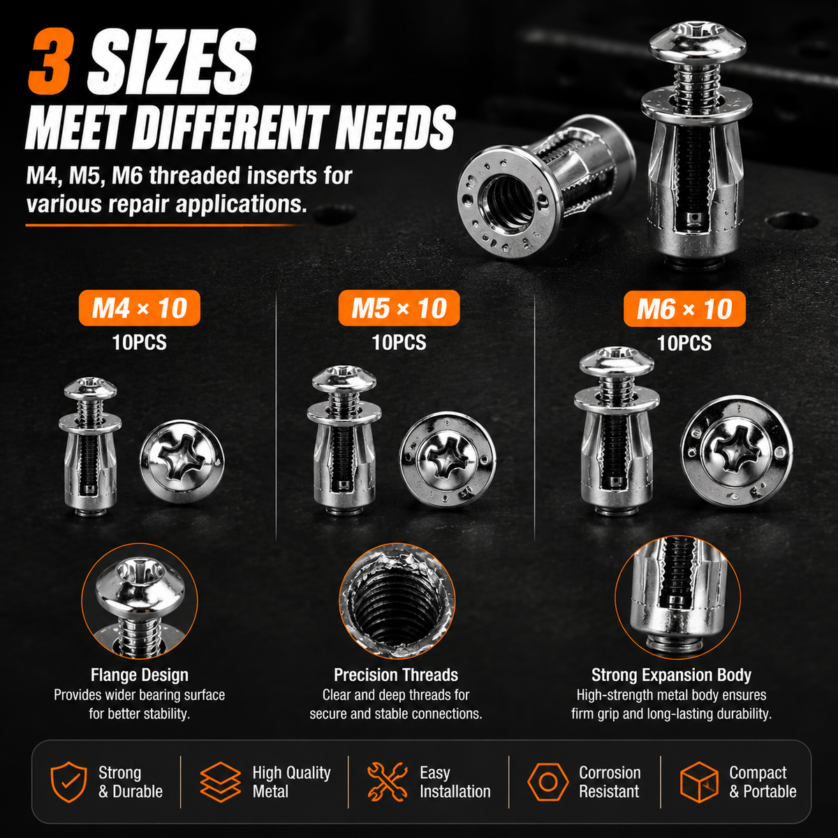 🔩 30PCS M4 M5 M6 Threaded Insert Nut Set for Repairs