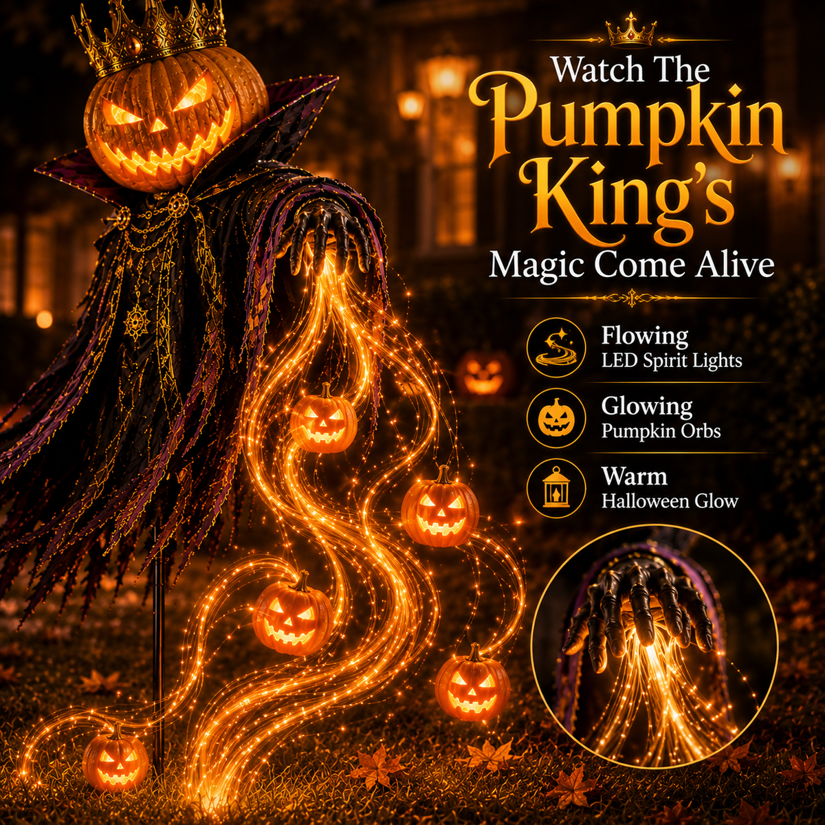 🎁Today 49% OFF🎁🎃Pumpkin King Awakening™ – Flowing LED Halloween Yard Light
