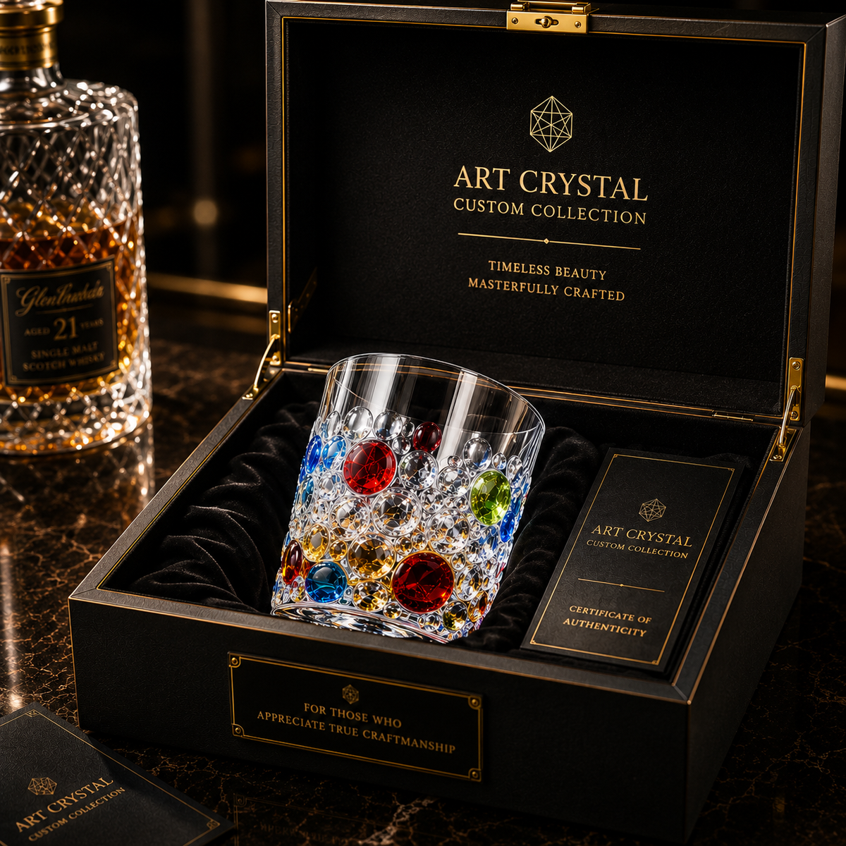Artisan Colored Crystal Whiskey Glass