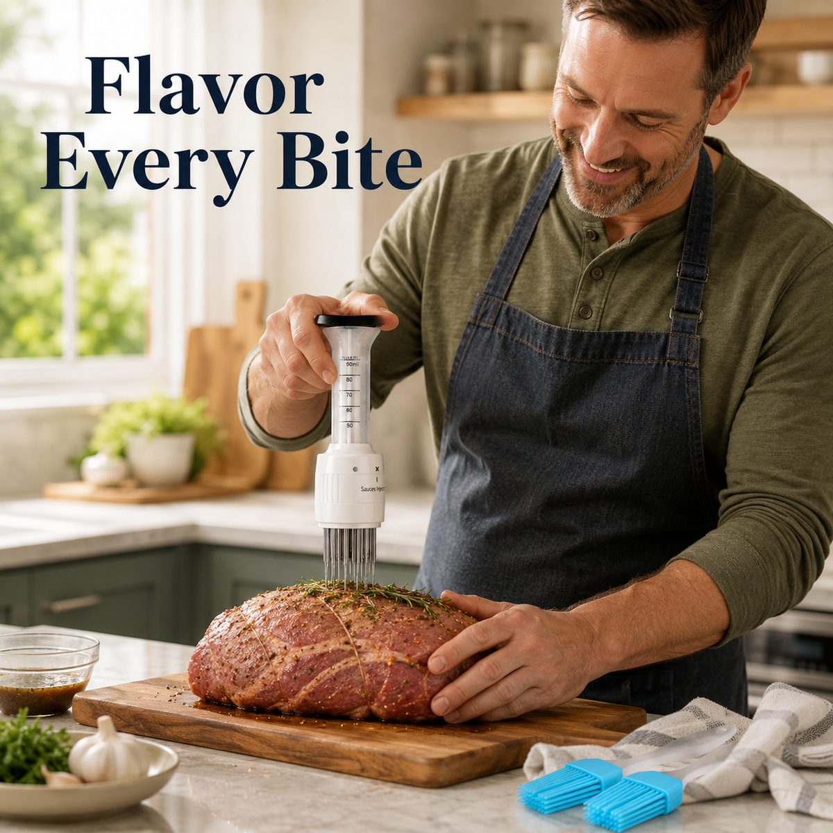🥩 2-in-1 Meat Tenderizer & Marinade Injector — Deep Flavor for Juicier Steaks, BBQ, Turkey & Roasts 🔥