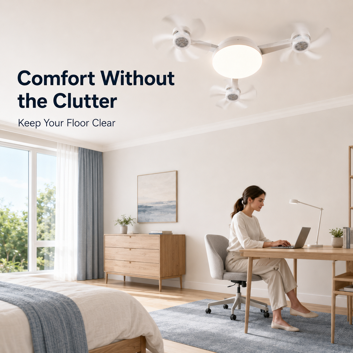 💡New E27 Socket Ceiling Fan Light - 2-in-1 Silent LED Fan with Remote Control