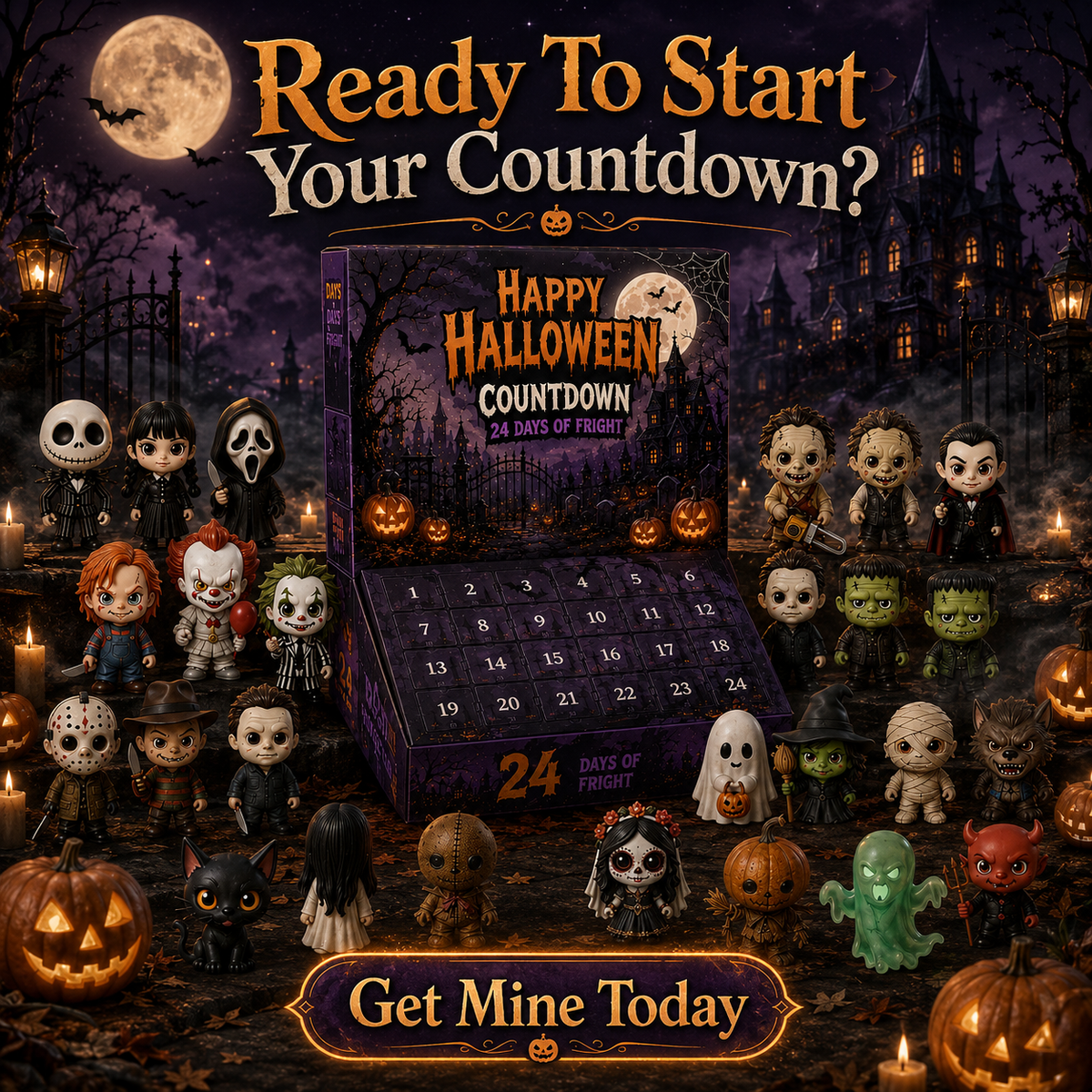 🔥Limited 50% OFF👻Spooky Countdown 🕯️|🎃 24 Days of Halloween Surprises👻One Surprise a Day.🔥 Endless Halloween Fun.🌟