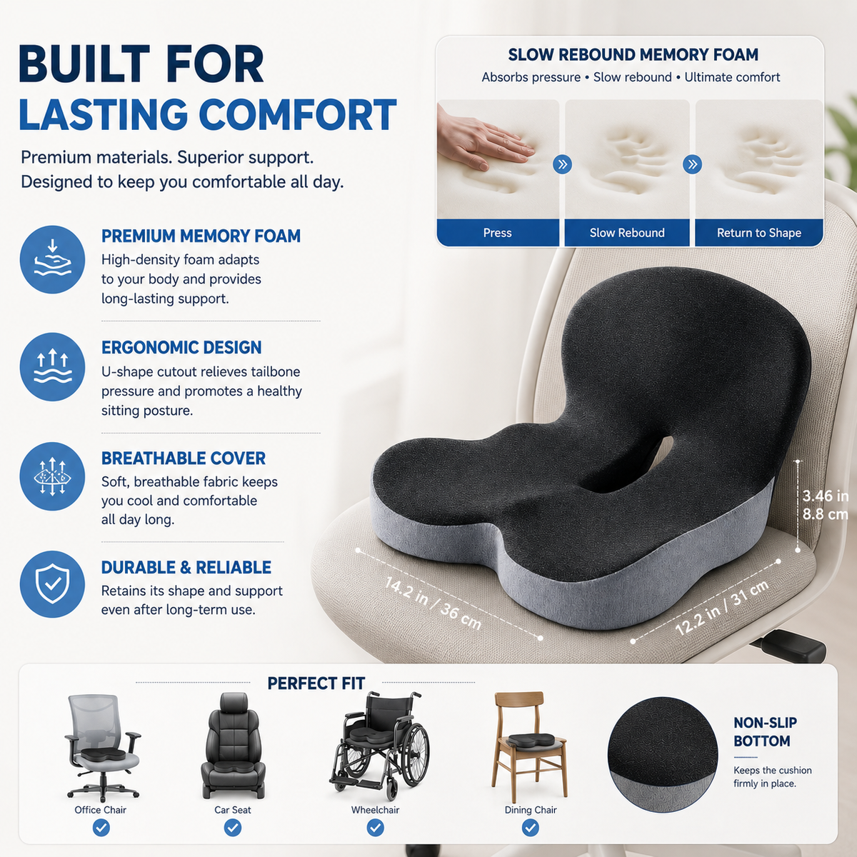 Sitting All Day? This Cushion Helps Relieve Back & Tailbone Pressure Instantly