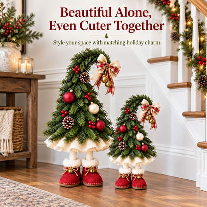🎄 Whimsical Christmas Tree Gnome Decoration – Adorable Standing Holiday Decor with Red Boots & Festive Ornaments