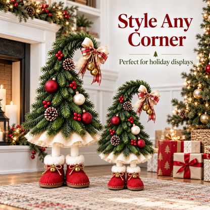 🎄 Whimsical Christmas Tree Gnome Decoration – Adorable Standing Holiday Decor with Red Boots & Festive Ornaments