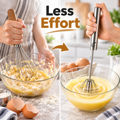 ⚡ Push-Activated Rotary Whisk for Fast Eggs, Cream, Sauces & Baking