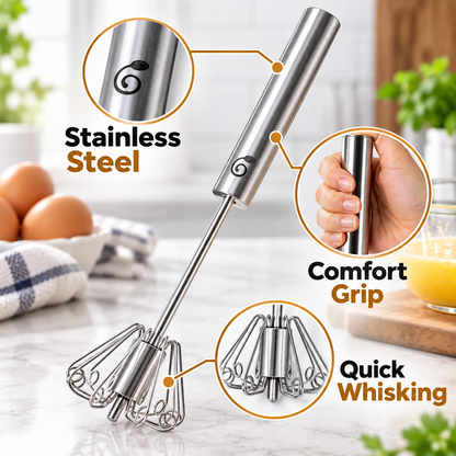 ⚡ Push-Activated Rotary Whisk for Fast Eggs, Cream, Sauces & Baking