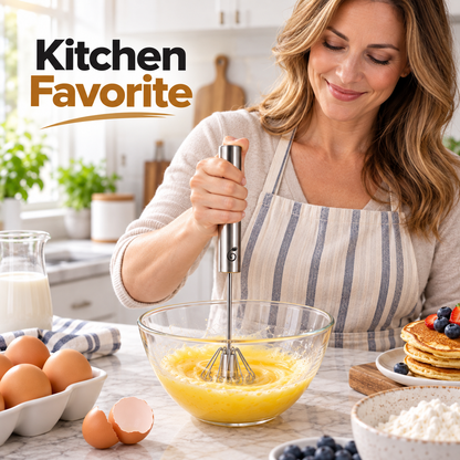 ⚡ Push-Activated Rotary Whisk for Fast Eggs, Cream, Sauces & Baking