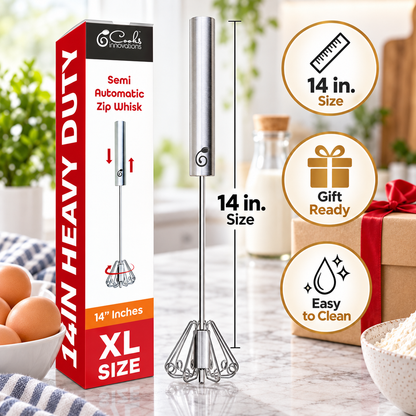 ⚡ Push-Activated Rotary Whisk for Fast Eggs, Cream, Sauces & Baking