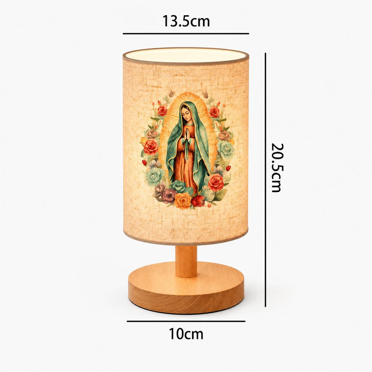 Virgin Mary Pattern Wooden Table Lamp