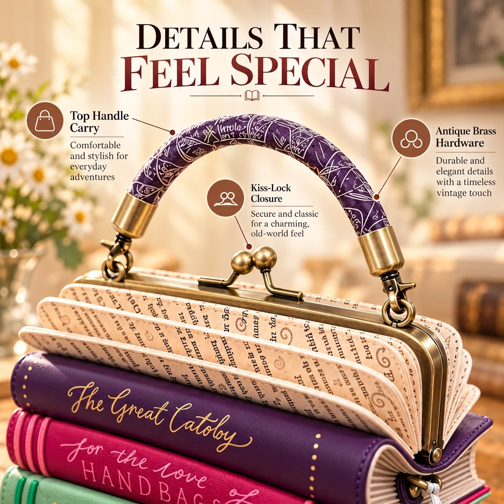 🔥Book Stack Handbag – Vintage-Inspired Book-Shaped Top Handle Purse, Unique Gift for Book Lovers