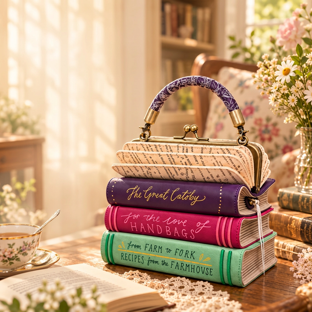 🔥Book Stack Handbag – Vintage-Inspired Book-Shaped Top Handle Purse, Unique Gift for Book Lovers