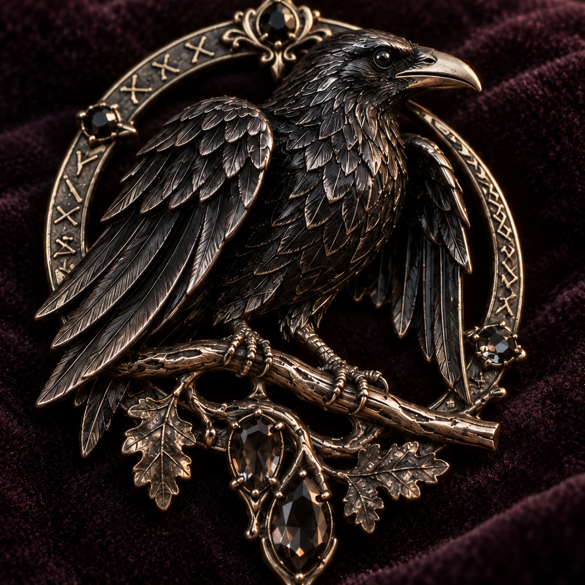🐦‍⬛ Gothic Celtic Raven Brooch – Dark Academia Statement Pin