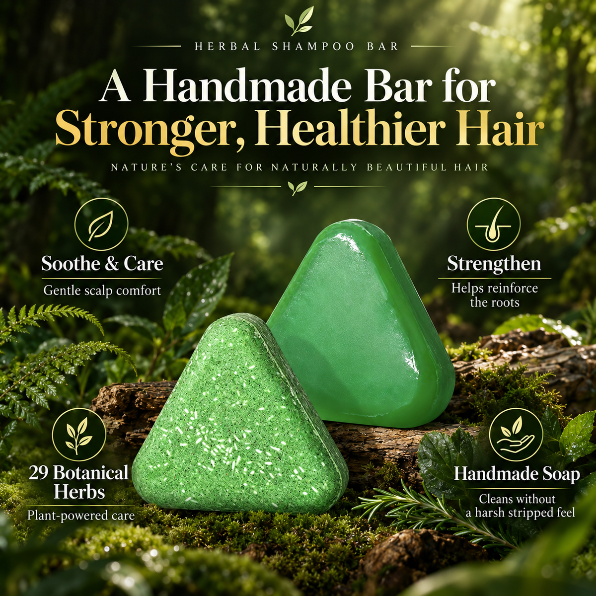 🌿🧼3-in-1 Herbal Shampoo Bar — Scalp Refresh, Oil Control & Stronger-Looking Hair