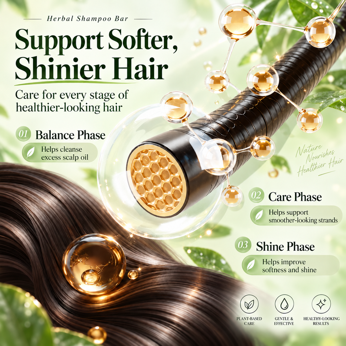 🌿🧼3-in-1 Herbal Shampoo Bar — Scalp Refresh, Oil Control & Stronger-Looking Hair