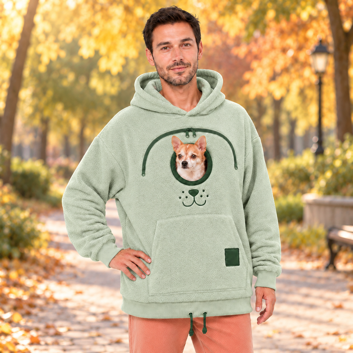 🐾 Rider Pet Carrier Sherpa Hoodie – Cozy Hands-Free Dog Carrying Hoodie