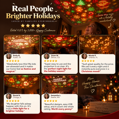 🎄 Christmas Ceiling Projector – 6 Magical Light Effects for Instant Holiday Atmosphere ✨