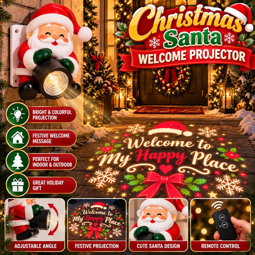 🎅 Santa Welcome Projector – Christmas Greeting Light with Remote & Adjustable Angle