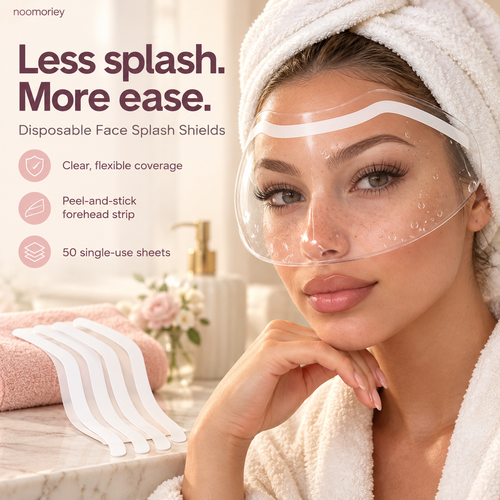 50-Pack Disposable Face Shields – Clear Adhesive Splash Guards for Hair Washing & Lash Care ✨