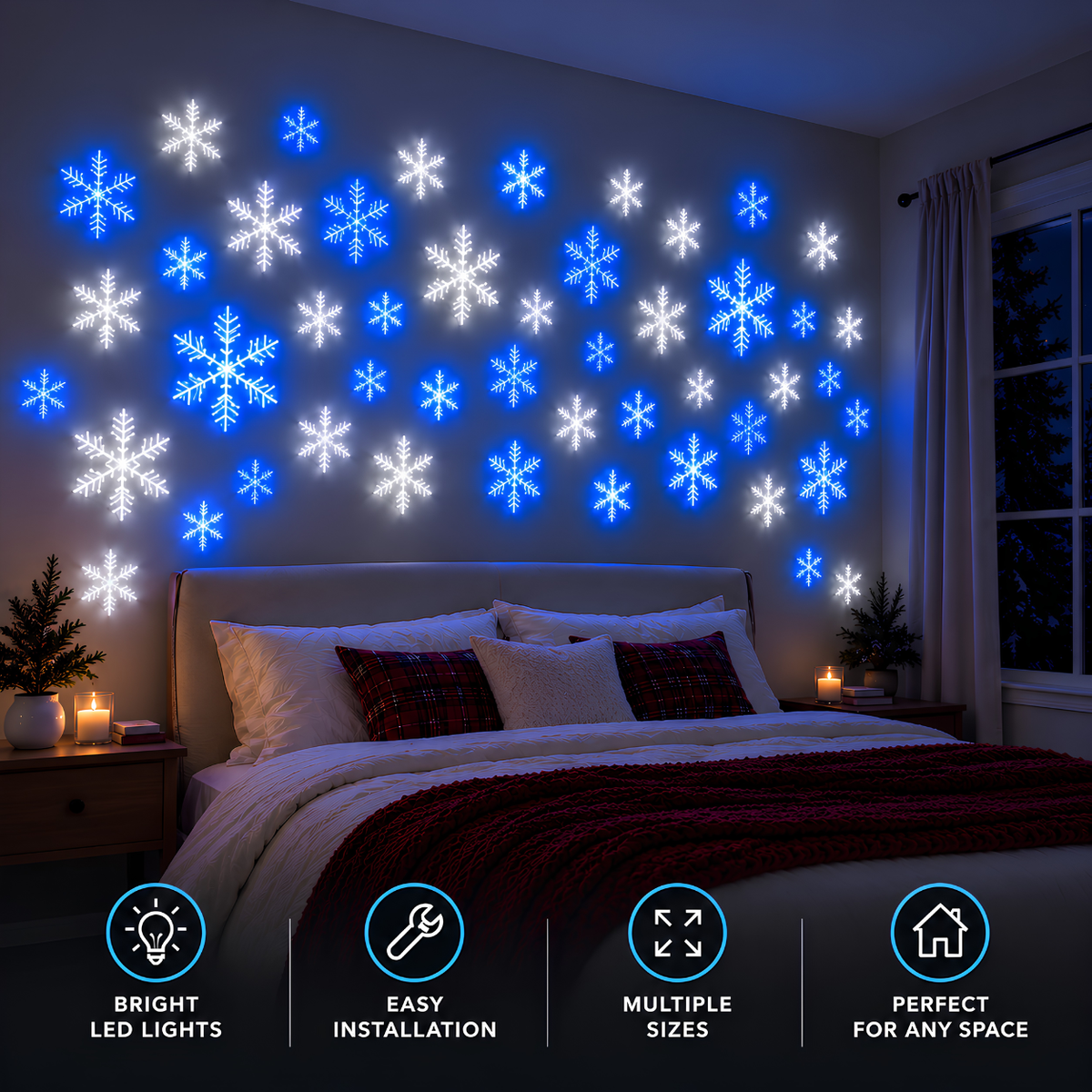 ❄️ 12-Piece Remote-Controlled Snowflake Wall Light Set – Christmas Décor