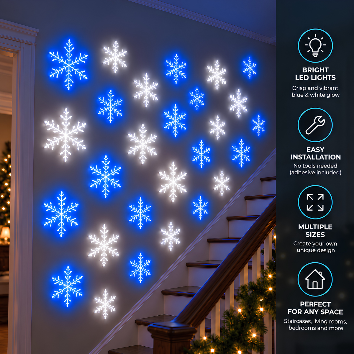 ❄️ 12-Piece Remote-Controlled Snowflake Wall Light Set – Christmas Décor