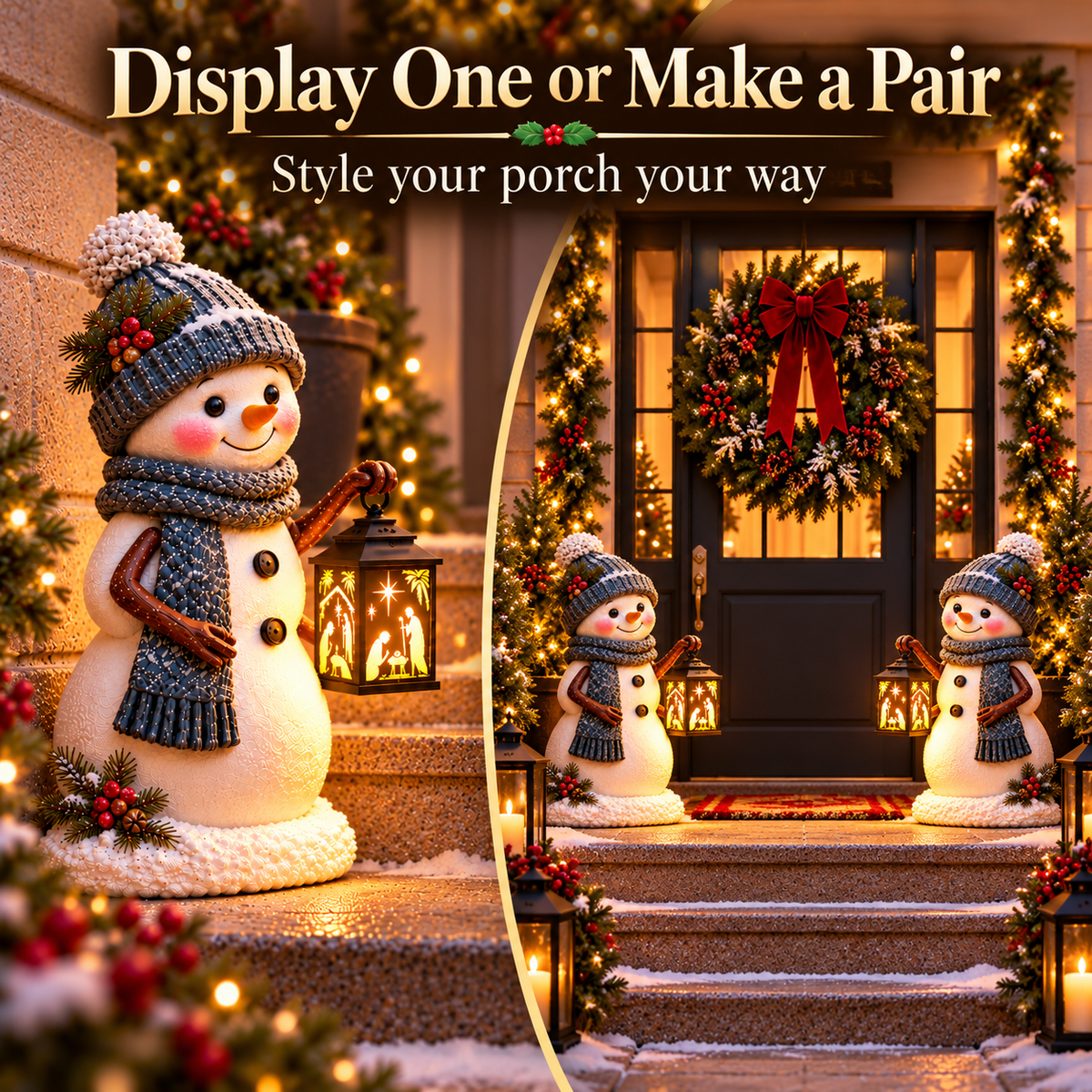 ⛄✨ Snowman Nativity Glow™ – Solar Christmas Step Light with Holy Family Projection 🎄✝️