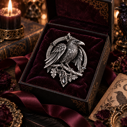🐦‍⬛ Gothic Celtic Raven Brooch – Dark Academia Statement Pin