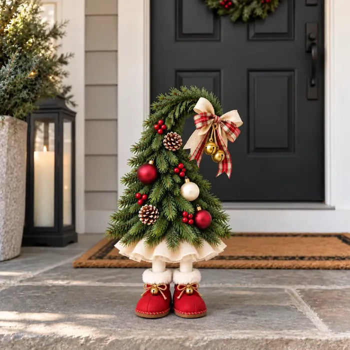 Whimsical Christmas Elf Tree Topper with Red Boots – Bring Holiday Magic Home