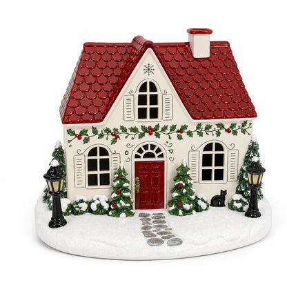🎄✨ Christmas Cottage Aroma Diffuser – Glowing Holiday Village House with Chimney Mist & Cozy LED Lights 🏠