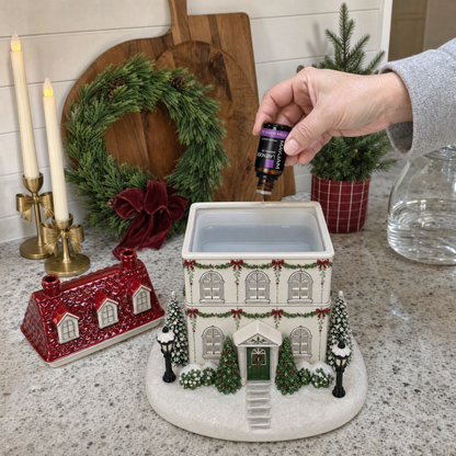 🎄 Christmas Village Aroma Diffuser – Light-Up Ceramic House with Chimney Mist