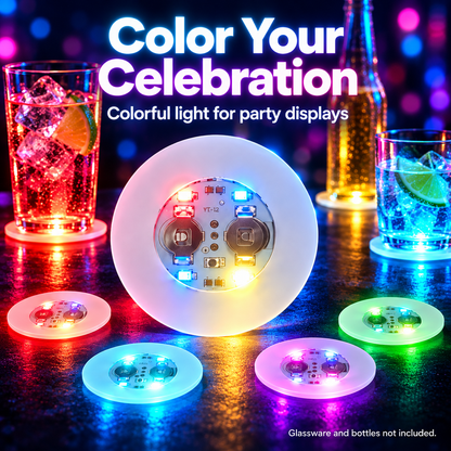 🍹✨ 10/20/30-Pack LED Light-Up Coasters – Strobe Lights for Parties, Weddings & Celebrations 🎉