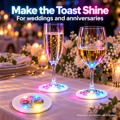 🍹✨ 10/20/30-Pack LED Light-Up Coasters – Strobe Lights for Parties, Weddings & Celebrations 🎉