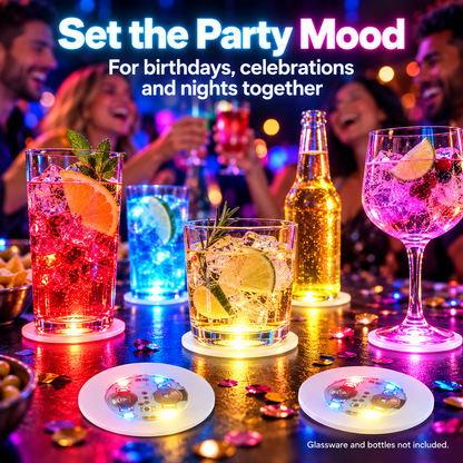 🍹✨ 10/20/30-Pack LED Light-Up Coasters – Strobe Lights for Parties, Weddings & Celebrations 🎉