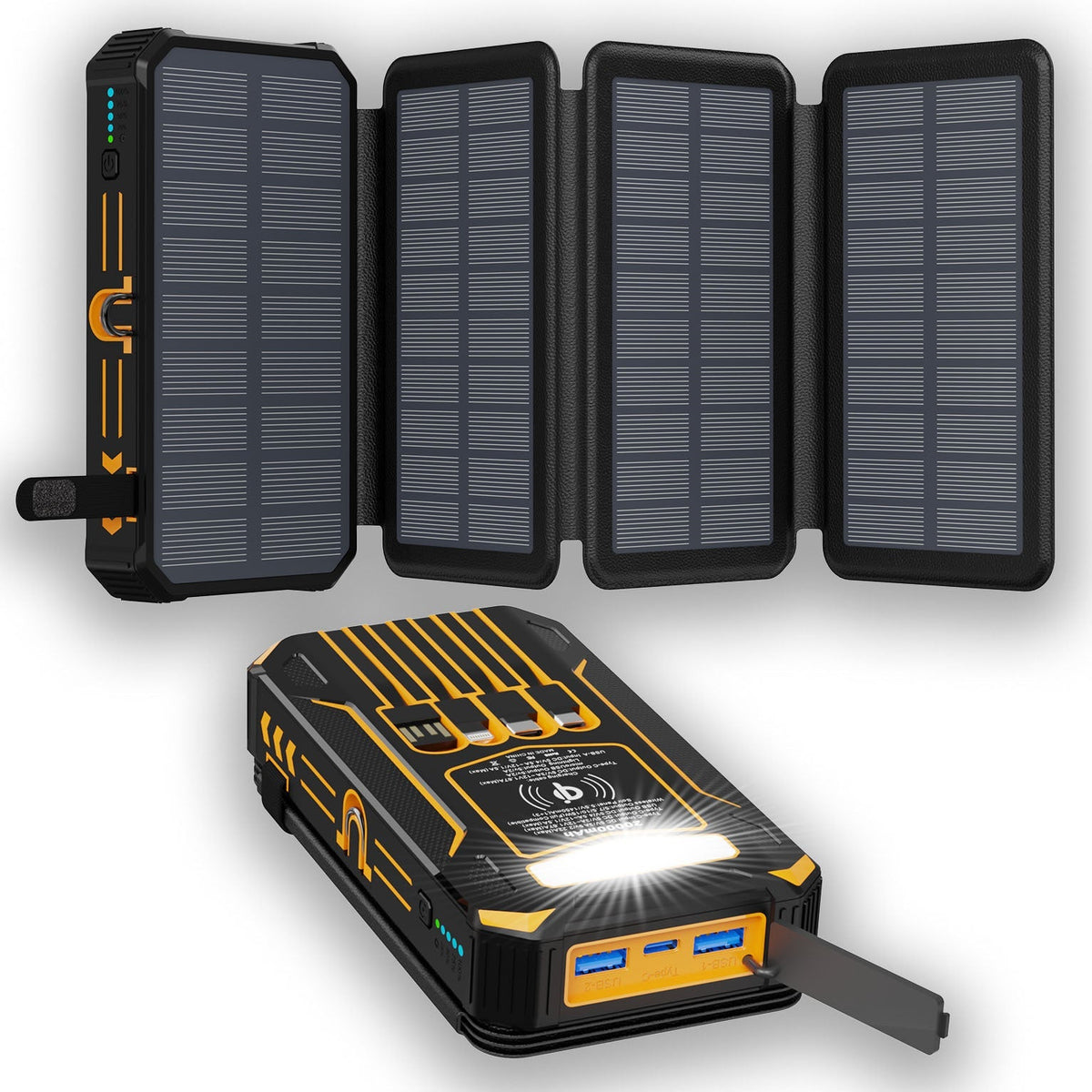 🔋 Half-Price Deal! ☀️ 20,000mAh Solar Power Bank - Features Wireless Charging And LED Flashlight