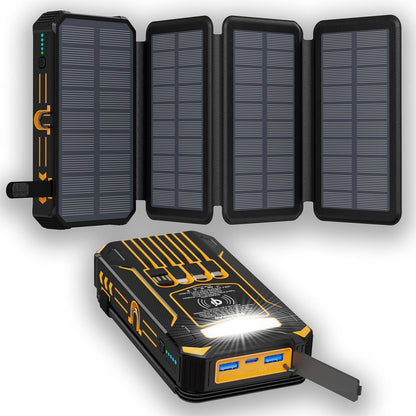 🔋 Half-Price Deal! ☀️ 20,000mAh Solar Power Bank - Features Wireless Charging And LED Flashlight
