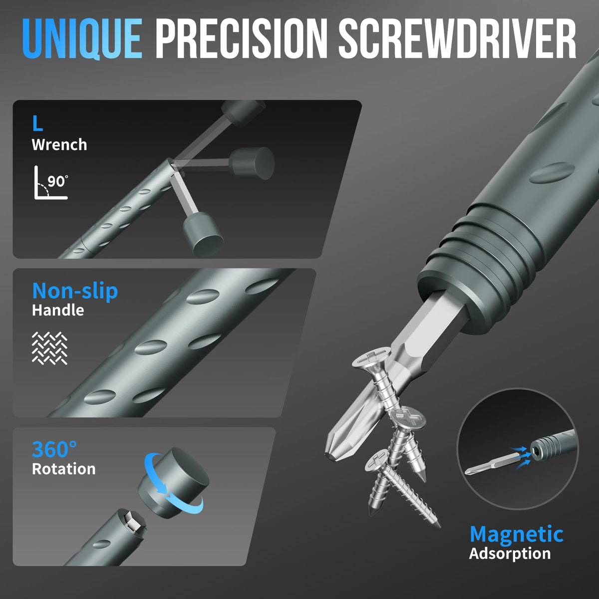 55‑in‑1 Precision Magnetic Screwdriver Kit, Bendable L‑Shape Repair Tool Set for Electronics & Household Maintenance