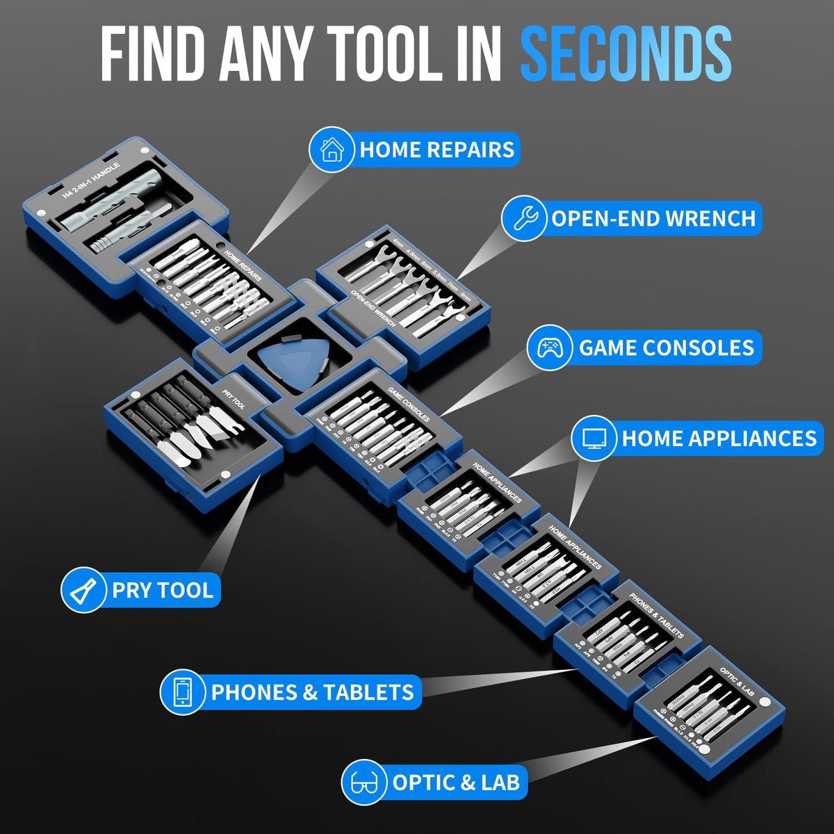 55‑in‑1 Precision Magnetic Screwdriver Kit, Bendable L‑Shape Repair Tool Set for Electronics & Household Maintenance