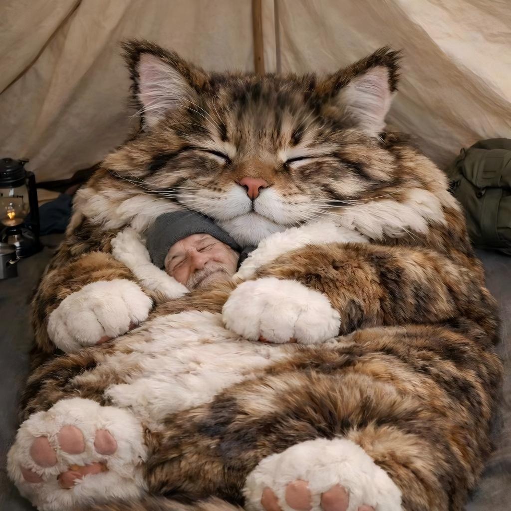 🐱Warm Plush Cat-Themed Sleeping Bag for Adults｜Thick Winter Wearable Sleep Bag!