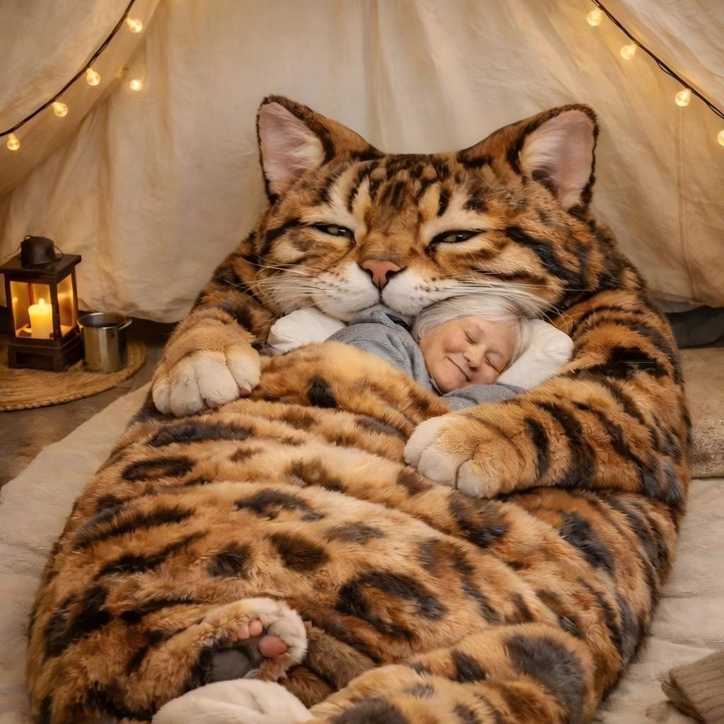 🐱Warm Plush Cat-Themed Sleeping Bag for Adults｜Thick Winter Wearable Sleep Bag!