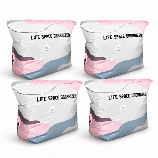 🧺 4-Pack No-Pump Compression Storage Bags – Large Cube Space-Saving Bags for Clothes, Bedding, Comforters & Seasonal Items, Reusable Airtight Storage Organizers for Closet, Travel & Moving ✨