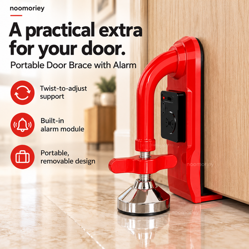 Portable Door Brace with Alarm – Adjustable, No-Drill Door Support for Home & Travel 🔒
