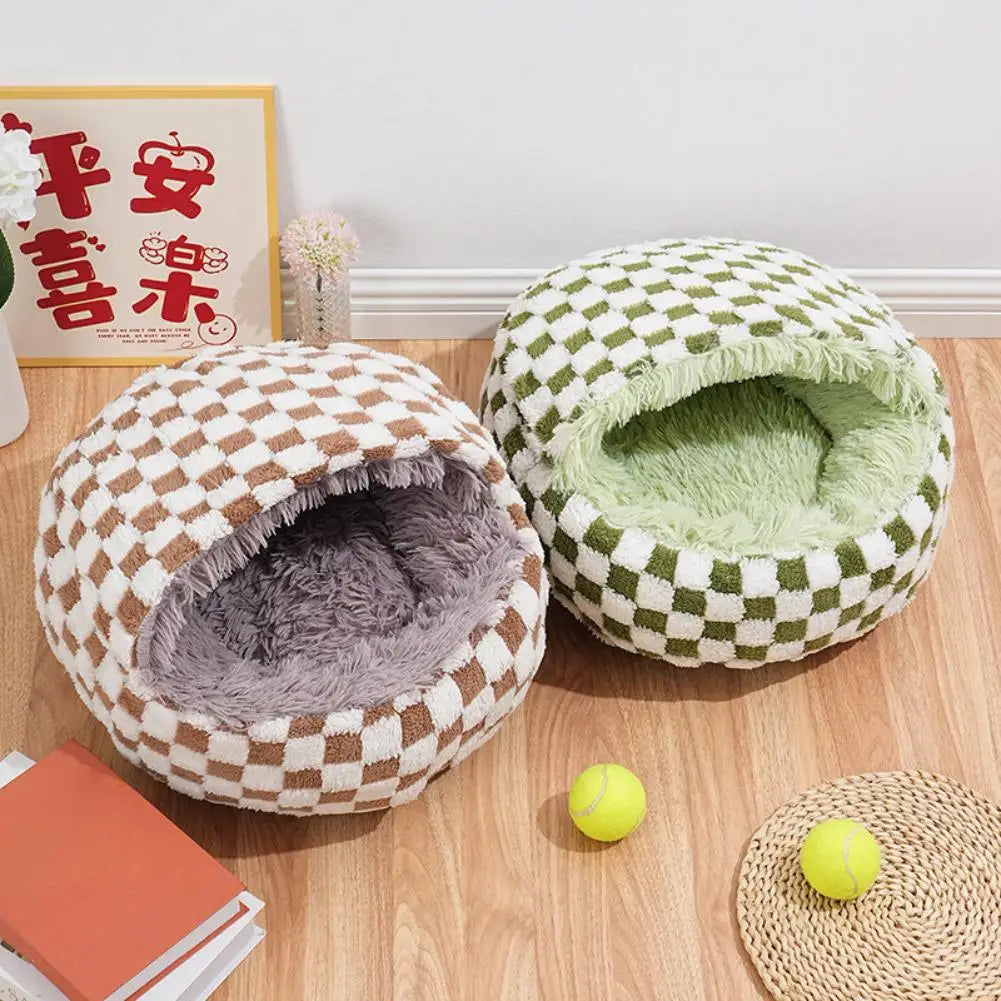ShellNest – Hooded Plush Cat Cave 🐱☁️