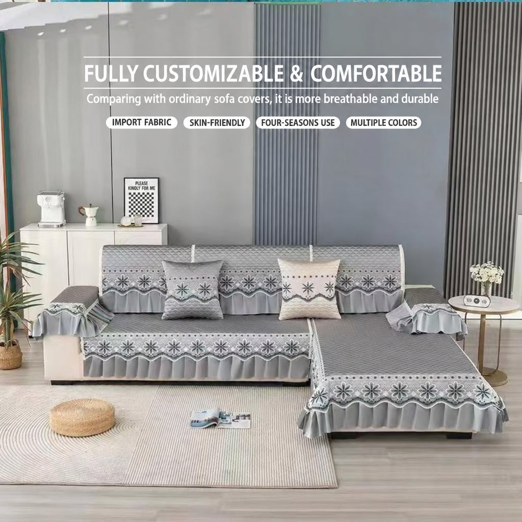 European inspired elegant quilted sofa cover