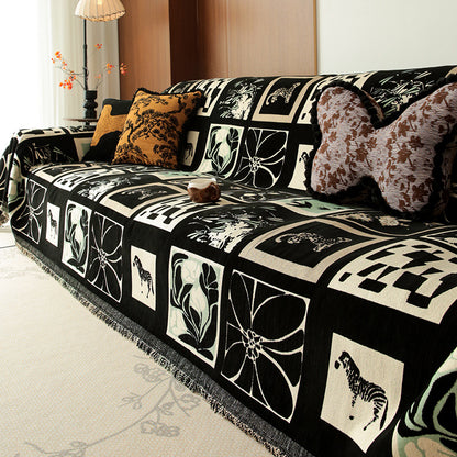 Botanical Elegance — A Luxury Green Sofa Throw for the Refined Home