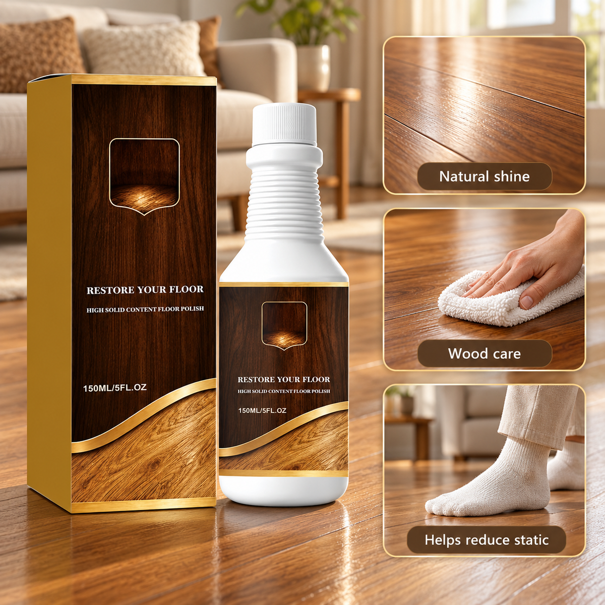 ⏰ Limited-time 50% off — Professional Wood Floor Scratch Repair Floor Polish Restorer