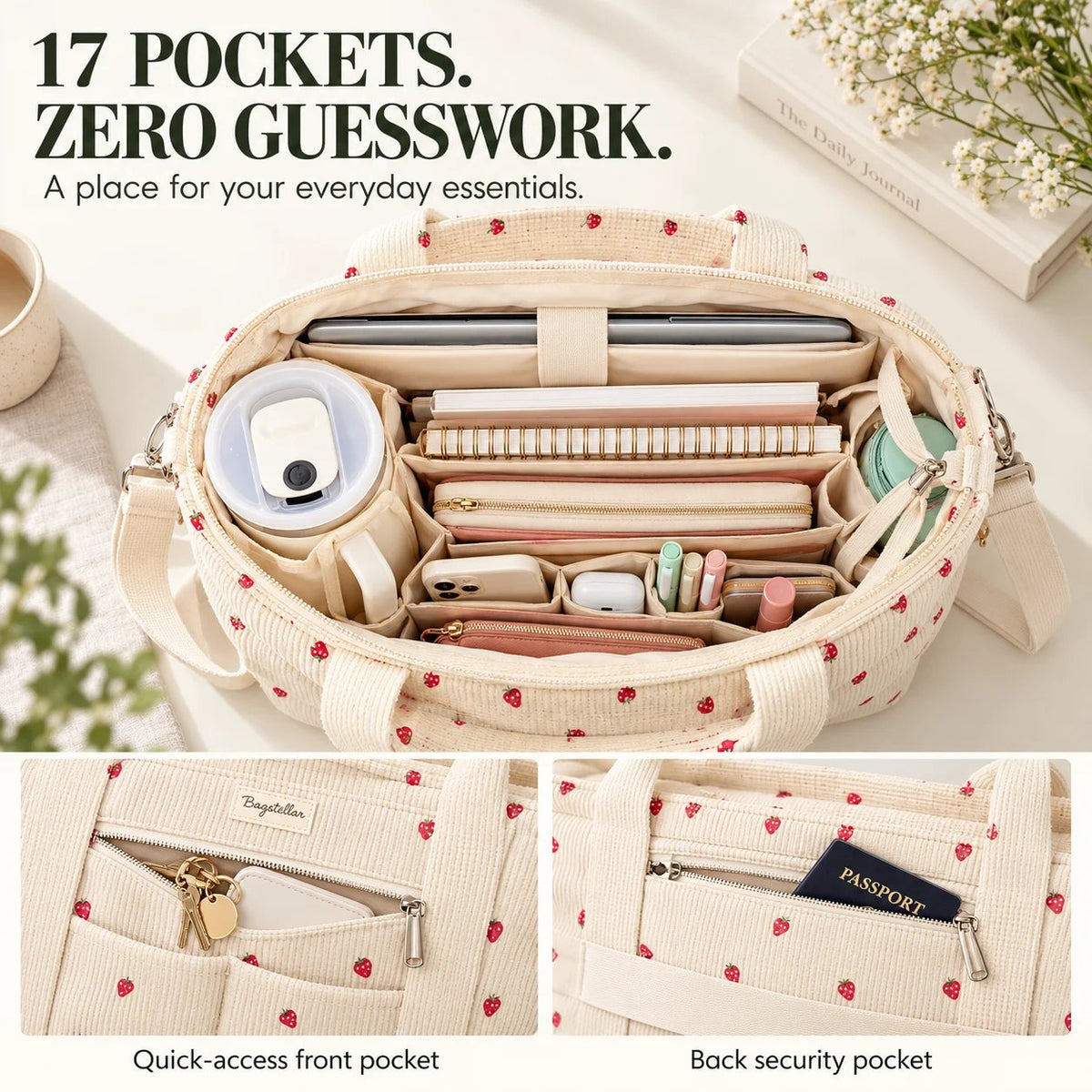 🎒✨Large Corduroy Tote Bag for Women – Multi-Pocket Laptop & Work Bag