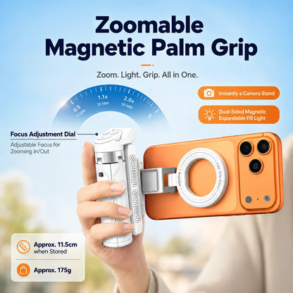 📸 Zoomable Magnetic Palm Grip | Selfie Stick & Tripod（🌟Compatible with all  phones）