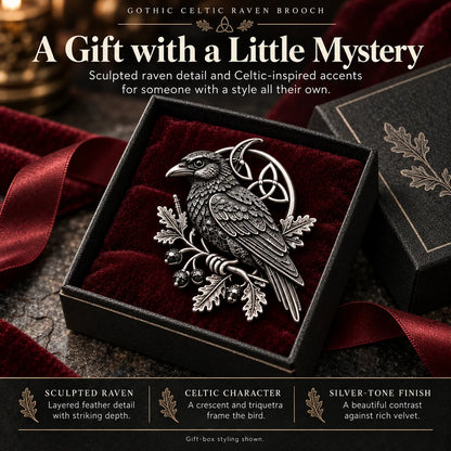 🐦‍⬛ Gothic Celtic Raven Brooch – 🔥Dark Academia Statement Pin